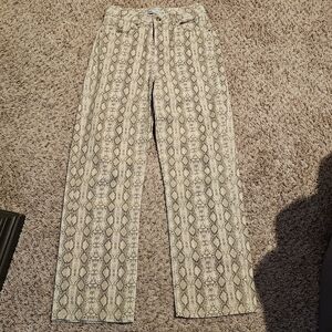 Zara Cream Snake-Print Straight-Leg Pants